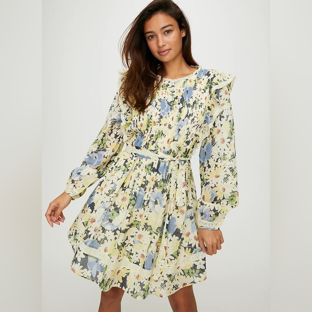 Aritzia Wilfred | La Bohème | Yellow Floral Elia Dress | Size Medium